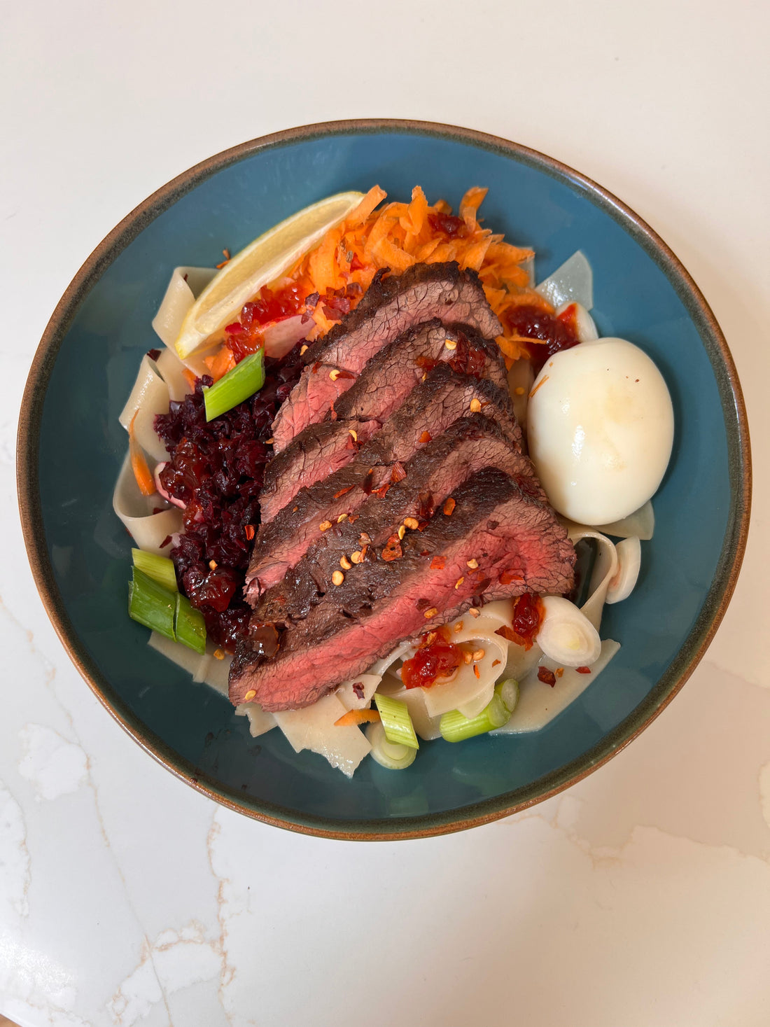 Sonny Baker's recovery meal - steak ramen bowl