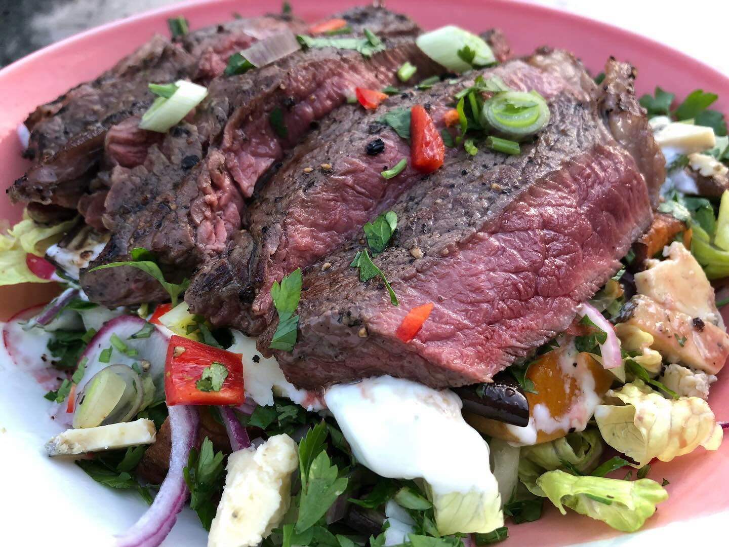 Steak glazed with bone broth