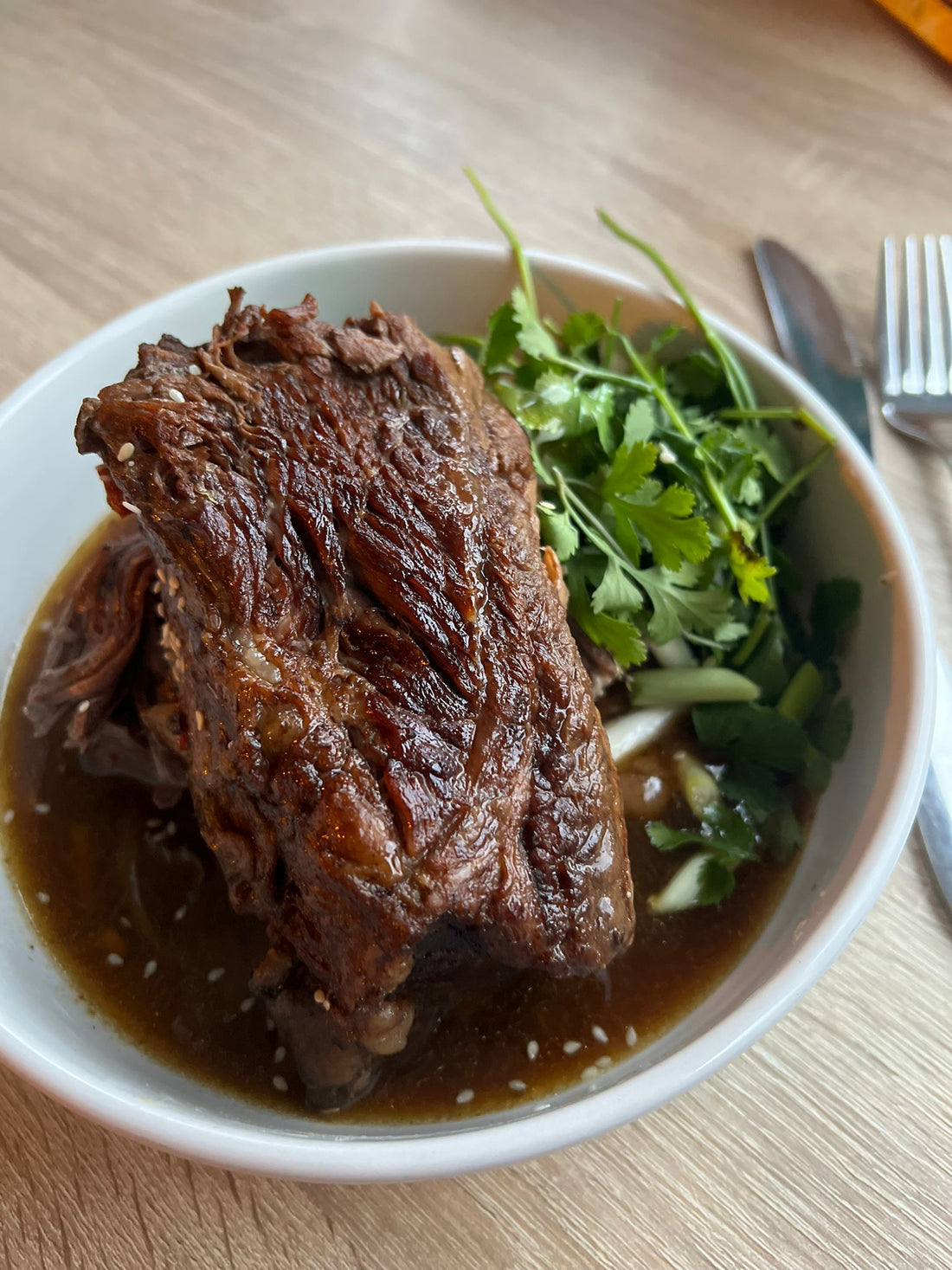 Gochujang beef short ribs with apple slaw