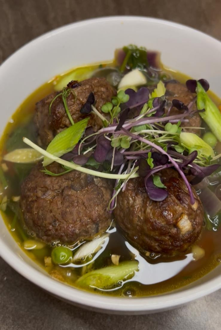 Wild venison meatball broth