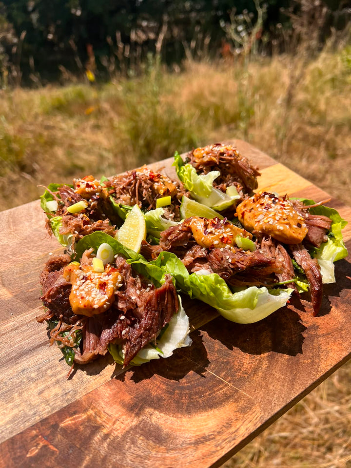 Korean spiced brisket lettuce cups